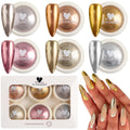 6PCS Chrome Nail Powder Metallic Mirror Pigment Glitter Effect