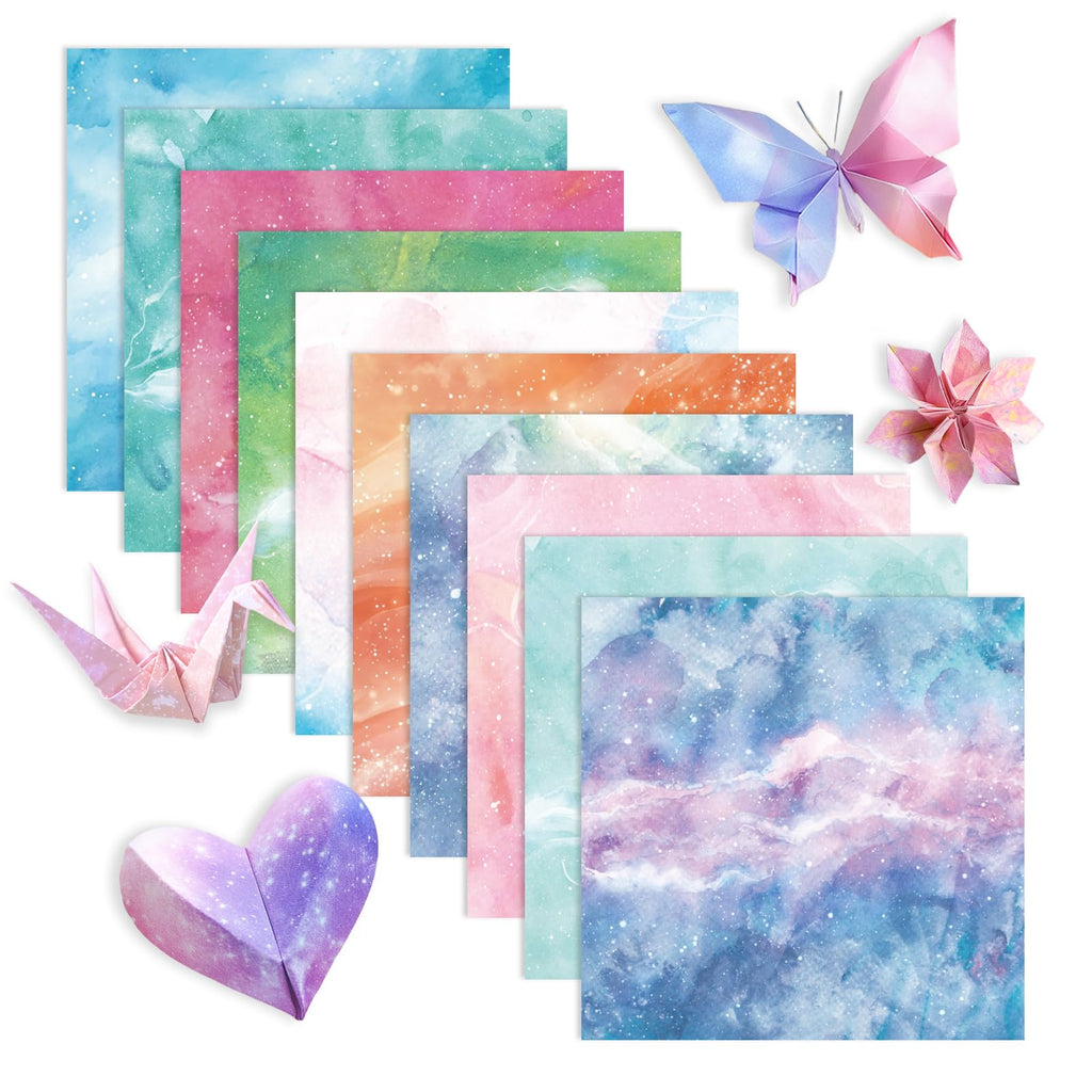 200 Sheets Origami Paper, Fantasy Starry Sky Origami Paper Double Sided,10 Designs Origami Kit Squares for Scrapbook Decor, Folding Crafts Kids DIY School Arts Crafts Projects(3.74*3.74in)