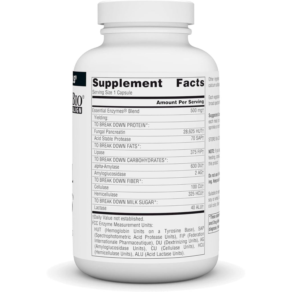Buy now Source Naturals Essential Enzymes in Vegetarian Capsules, Digestive Aid* 500 Mg - 240 Capsules at indiglob india
