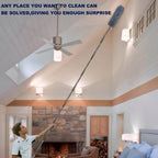 Tonmp 3 Pack 20+ Feet High Reach Grey Microfiber Feather Duster with 3-14 ft Spliceable Pole Cobweb Duster for Cleaning Fan, Spider Web, High Ceiling, Blinds, Furniture Cleaning Tool Kit, Gray