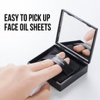 CARSLAN Makeup Blotting Paper with Powder, Keeps Makeup Fresh All Day | Black Magnet Blotting Sheet For Oily & Combination Skin, Compact with Puff & Mirror, 450 Sheets + 8 Refill Adhesive Pads