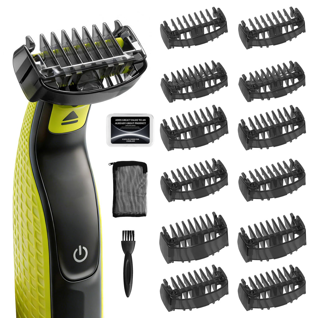 Guards Guide Comb Set - 0.5/1/1.5/2/2.5/3/3.5/4/4.5/5/7/9mm for Norelco Trimmer, Compatible with Obalde QP2724/QP2834/QP2520/30, QP2620, Comb Attachments with Cleaning Brush and Storage Bag