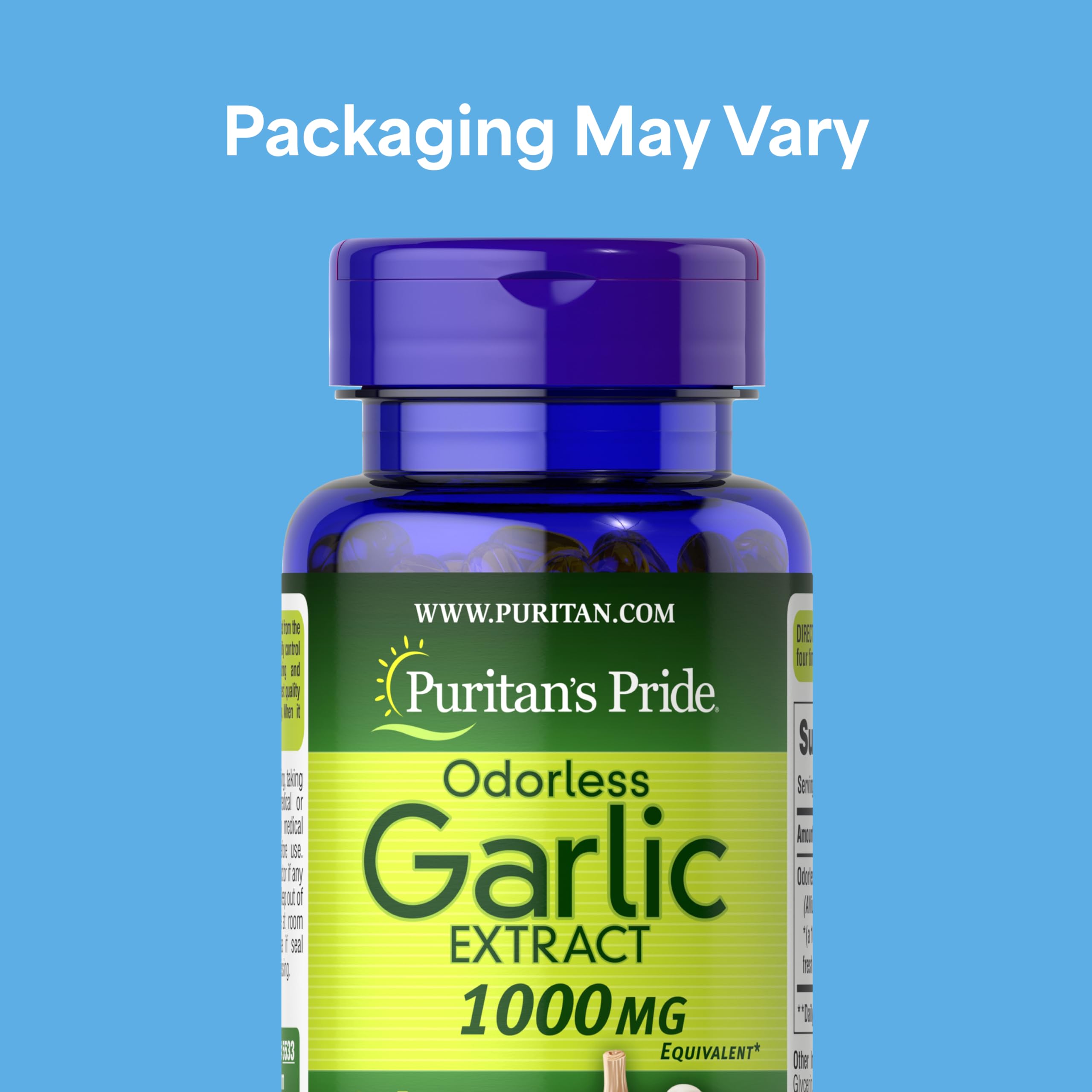 Puritan's Pride Premium Odorless Garlic Fresh 10mg, 250 Softgels