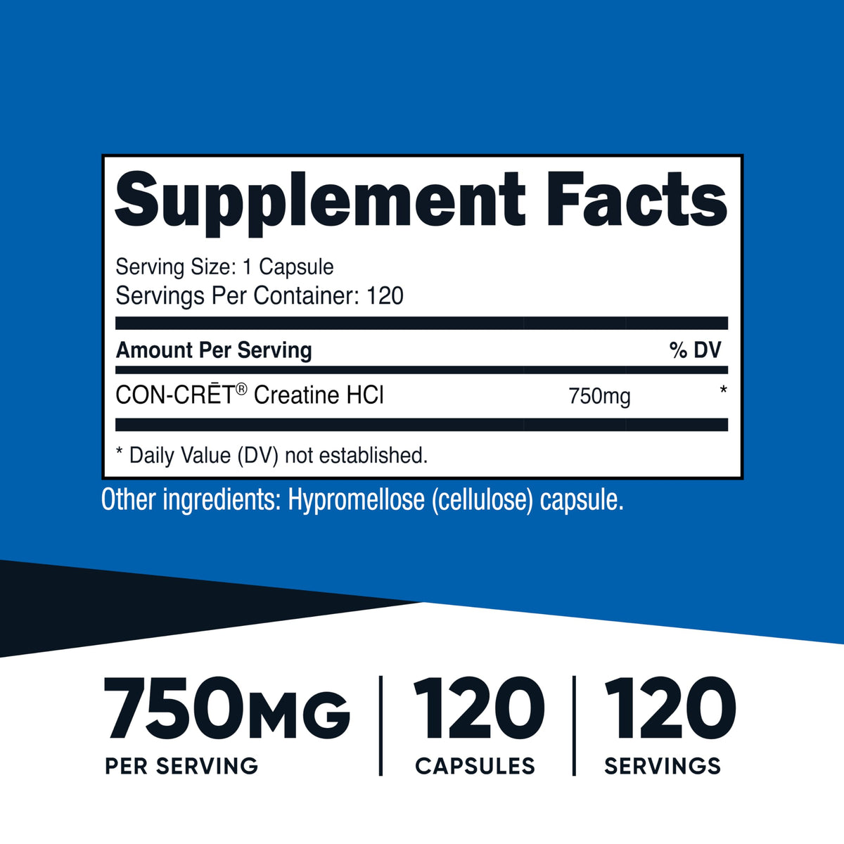 Nutricost Creatine HCl 750mg, 120 Capsules, Made with CON-CRET Creatine
