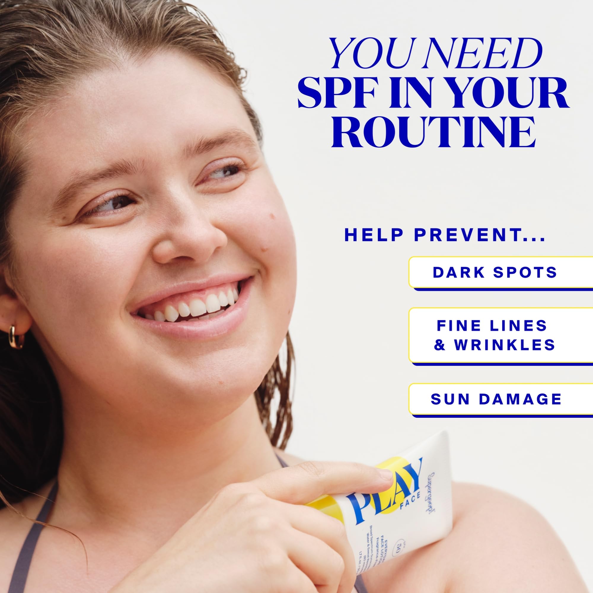 Buy now Supergoop! PLAY Everyday Face Lotion SPF 50 - Lightweight, Non-Greasy Formula - Natural Finish - Fragrance Free - Water & Sweat Resistant - All Skin Types - 1.7 fl oz at indiglob india