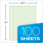 Ampad Engineers Computation Pad, Size 8-1/2 x 11, Greentint Paper, 5x5 Ruling, 3 Hole Punched, 100 Sheets Per Pad (22-142)