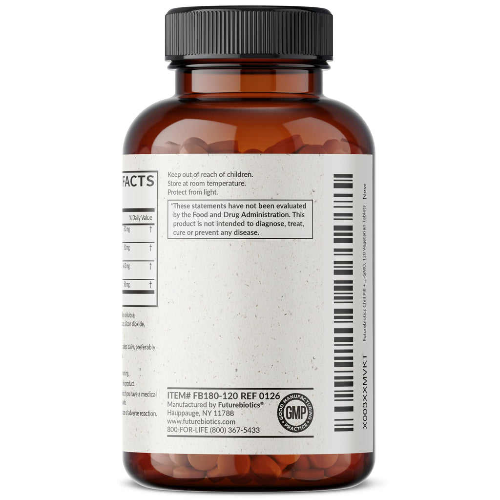 Futurebiotics Chill Pill + Ashwagandha, Stress & Mood Support, 120 Tablets | Advanced Calming Formula: Ashwagandha, Rhodiola, St. John's Wort & L-Theanine, Vegan, Non-GMO, Gluten-Free & Soy-Free