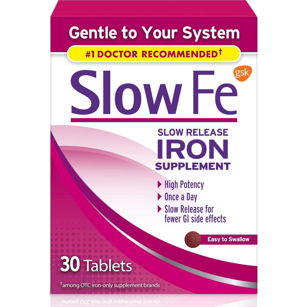 Slow Fe 45mg Iron Supplement for Iron Deficiency, Slow Release, 30 Tablets | Easy to Swallow, High Potency, Gentle on Your Stomach, For Daily Use and Less Discomfort, Helps with Anemia