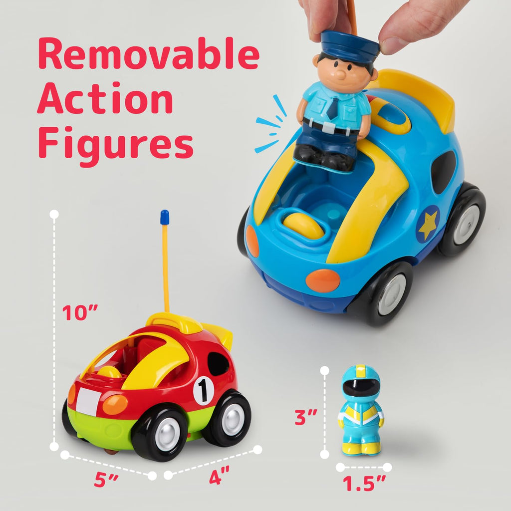Buy now Prextex 2 Pack Cartoon Remote Control Cars for Toddlers - Police Car and Race Car with Steering Wheel Controllers and Lights - Different Frequencies So Both Can Race Together - Toddler Gift 18+ Months at indiglob india