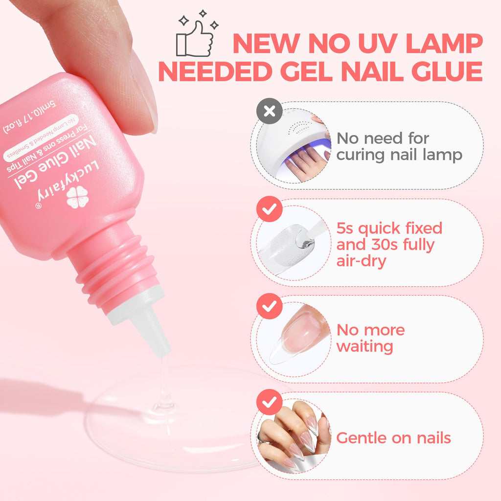 Luckyfairy Super Strong Gel Nail Glue for Press On Nails