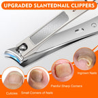 Toe Nail Clippers for Men, Toenail Clippers for Thick Nails for Seniors, German Ultra Sharp Stainless Steel Fingernail Clipper with Catcher, Heavy Duty Ingrown Nail Cutter Long Handle with Wide Jaw