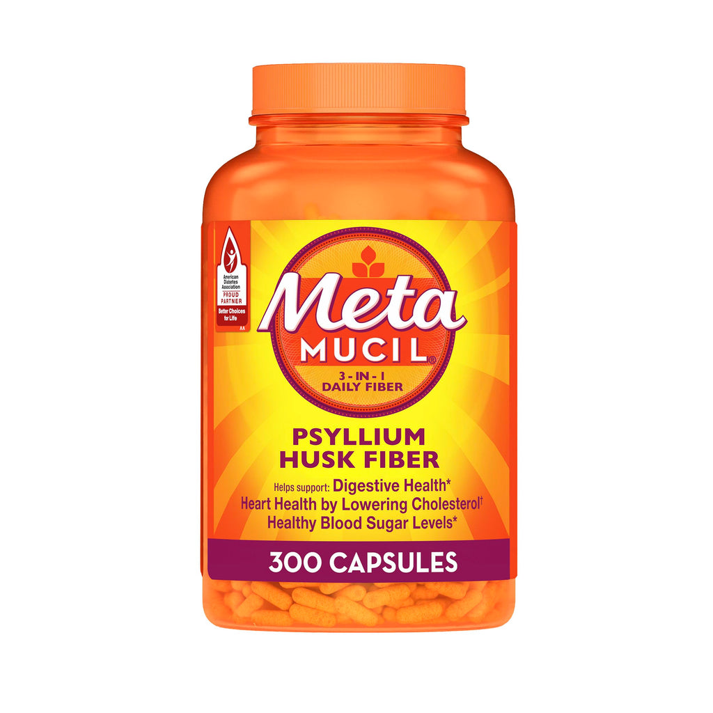 Metamucil, Psyllium Husk GLP-1 Friendly Fiber Capsules, 300 Capsules, 3-in-1 Fiber Supplement, Daily Psyllium Husk Fiber Capsules Help Support Digestive Health by Promoting Regularity*