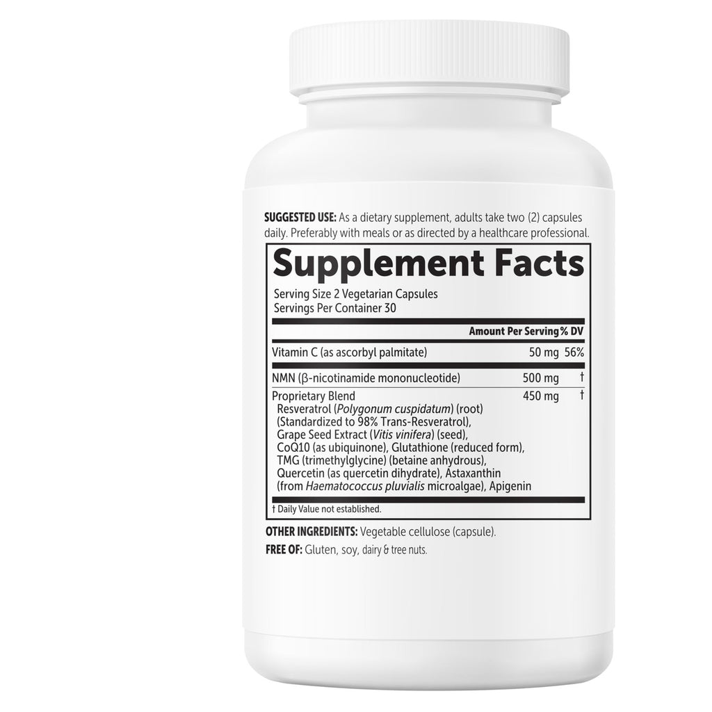 Micro Ingredients NMN Complex 1,000 mg Per Serving, 60 Veggie Capsules | 10-in-1 with Nicotinamide Mononucleotide, Resveratrol, Astaxanthin, TMG & CoQ10. NAD+ Supplement Precursor. Filler Free.