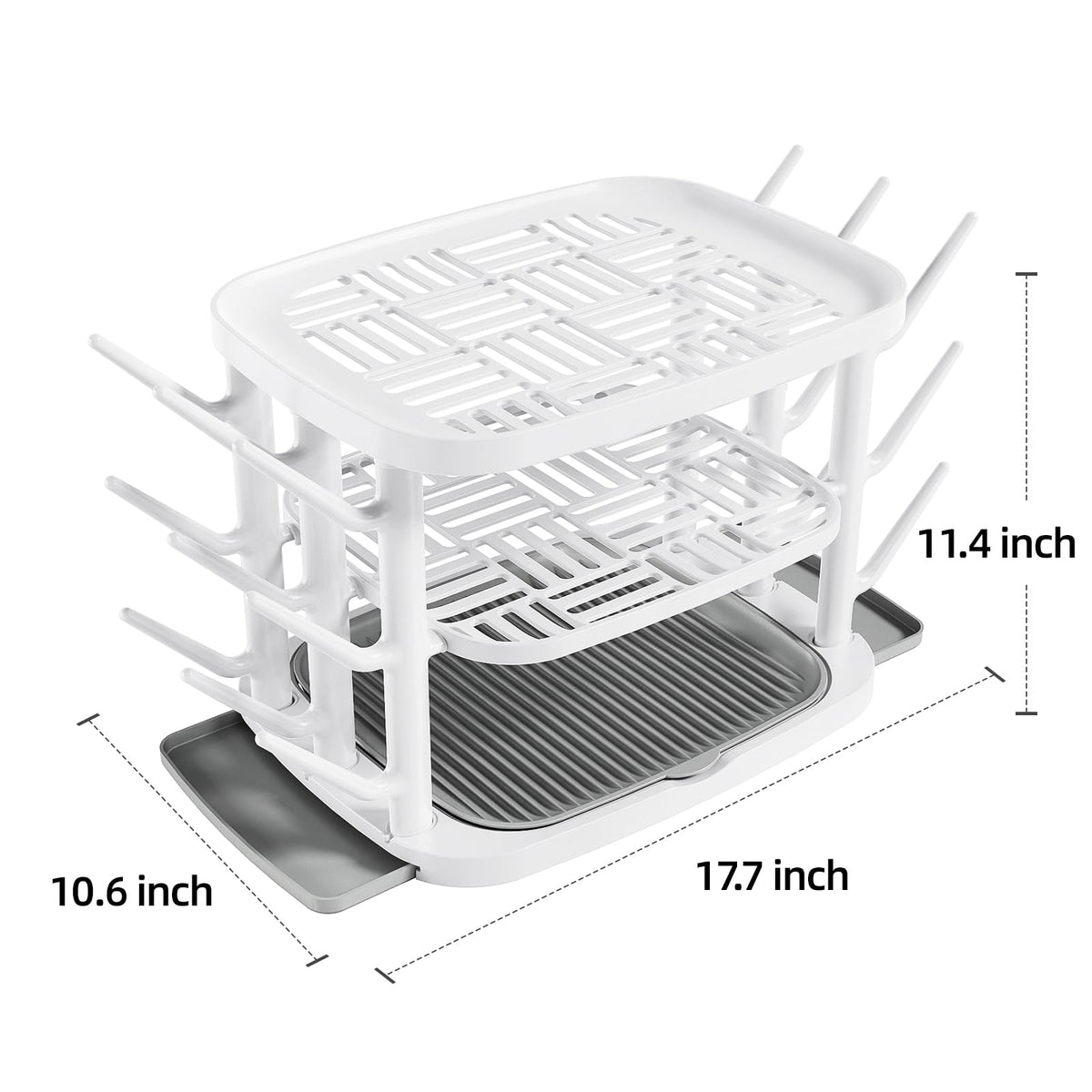 Baby Bottle Drying Rack,3-Tier Large Capacity Countertop Organizer with 360° Ventilation, Removable Drip Tray, Non-Slip Base – Easy to Clean Bottle Holder for Baby Accessories