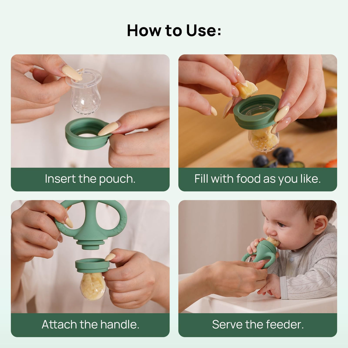 Papablic Easyhold Baby Fruit Food Feeder, Teething Relief & Frozen Teether