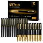 30ct Black Gel Pens 0.7mm Medium Point Smooth Writing Bulk Set