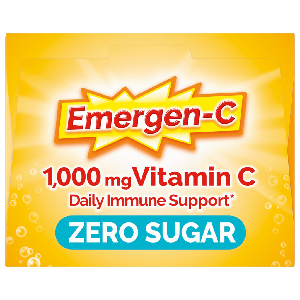 Emergen-C Vitamin C 1000mg Immune Support, Raspberry Lemonade, 36 Packets | Zero Sugar, B Vitamins for Energy, Zinc and Manganese, Electrolytes, Stevia Sweetened, Caffeine Free