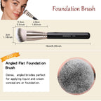 ENERGY angled flat foundation brush featuring dense bristles for seamless liquid and cream application, a premium imported tool.