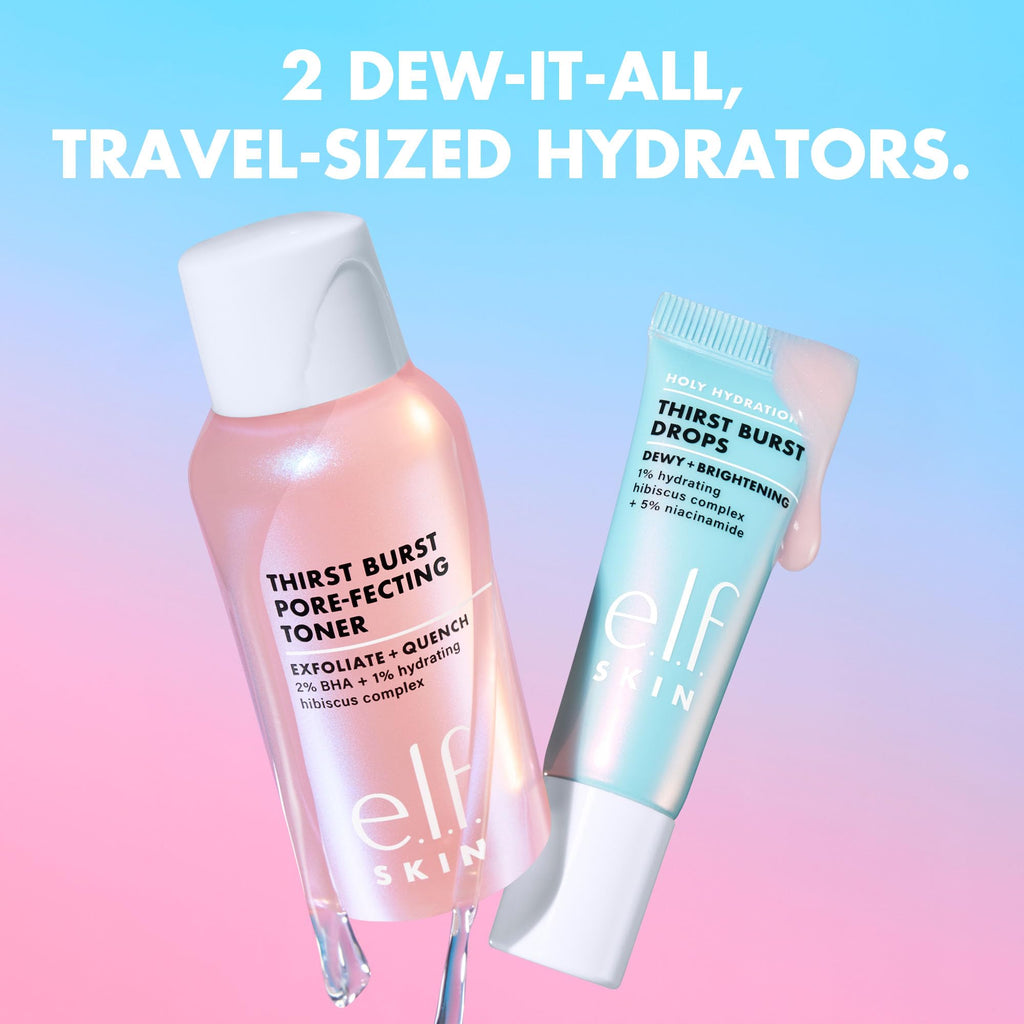 Buy now e.l.f. SKIN Thirst Burst Dew-O, Travel-Sized Skincare Set, Exfoliating Facial Toner & Hydrating Serum Drops, Gives Skin A Dewy, Bouncy Glow, Vegan & Cruelty-Free at indiglob india