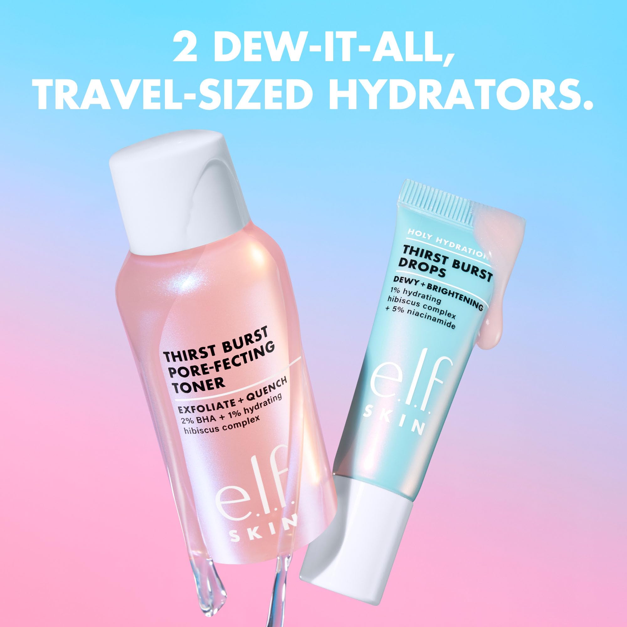 Buy now e.l.f. SKIN Thirst Burst Dew-O, Travel-Sized Skincare Set, Exfoliating Facial Toner & Hydrating Serum Drops, Gives Skin A Dewy, Bouncy Glow, Vegan & Cruelty-Free at indiglob india