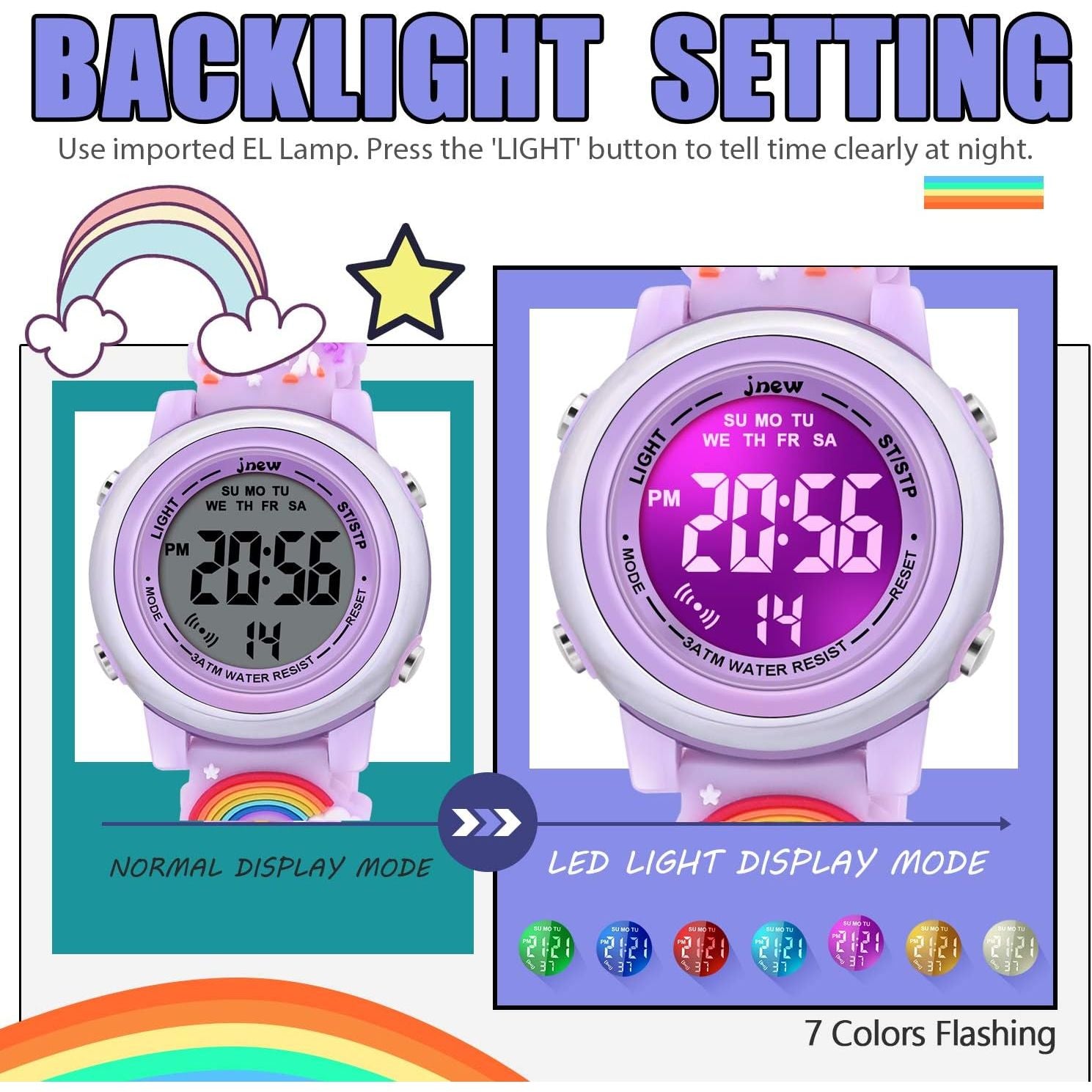 Buy now 3D Cartoon Waterproof Watches for Girls with Alarm - Best Toys Gifts for Girls Age 3-12 at indiglob india