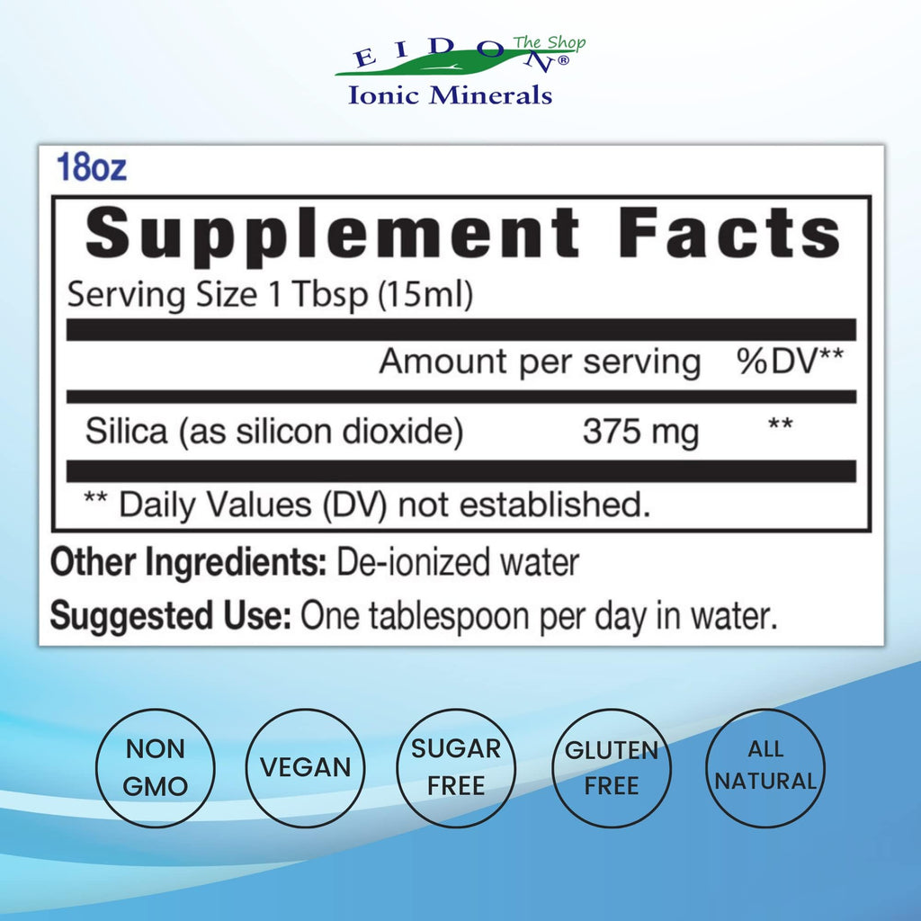 Eidon Ionic Minerals - Liquid Silica Mineral Concentrate - 18 oz | Silica Supplement for Hair, Skin & Nails, Drops to Support Collagen Production & Hair Loss for Women & Men, Manage Calcium