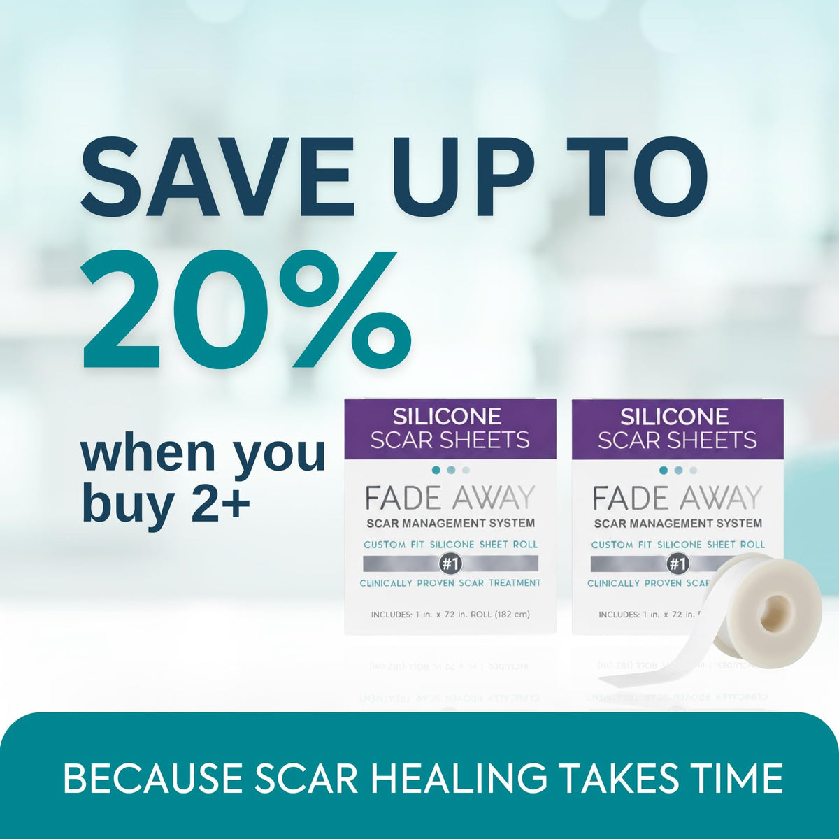 Fade Away Silicone Scar Tape Roll for Surgical Scars, Medical Grade, 6 ft