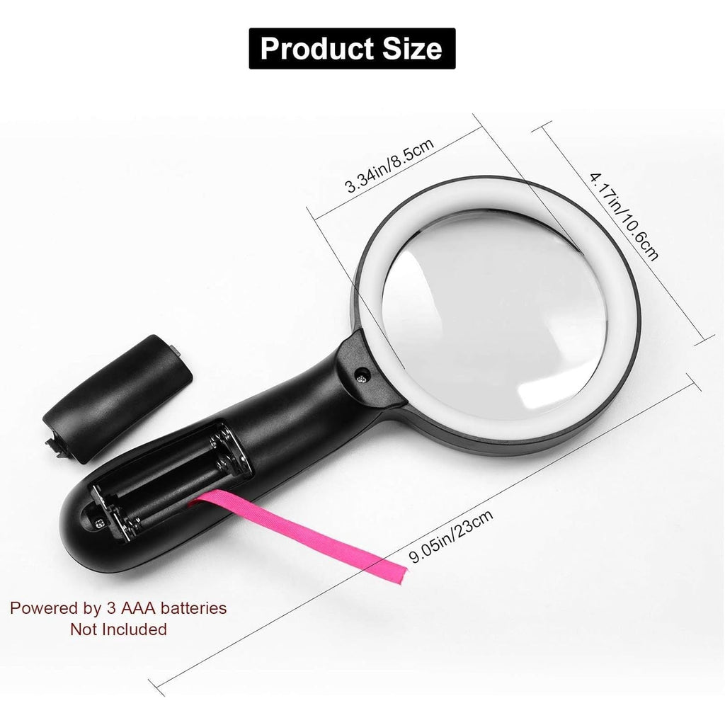 Buy now Magnifying Glass with Light, 10X Handheld Large Magnifying Glass 12 LED Illuminated Lighted Magnifier for Macular Degeneration, Seniors Reading, Soldering, Inspection, Coins, Jewelry, Exploring at indiglob india