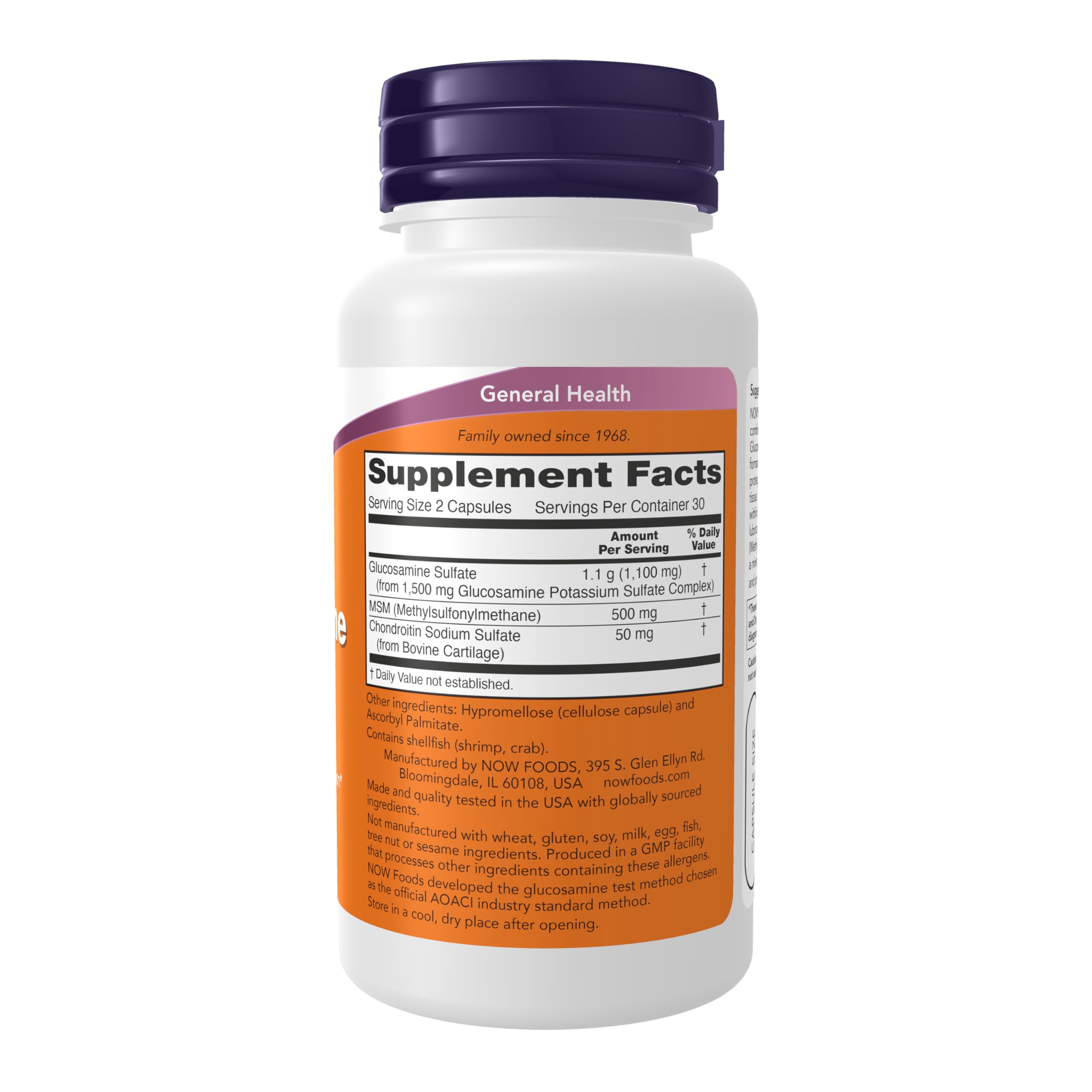 Buy now NOW Foods Supplements, Glucosamine & MSM plus Chondroitin Sulfate, Joint Health*, 60 Veg Capsules at indiglob india
