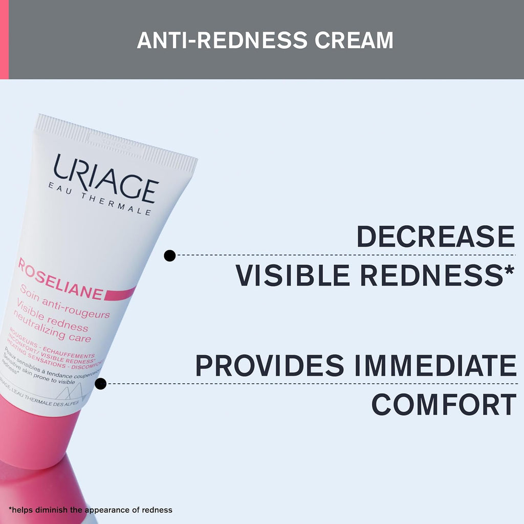 Buy now URIAGE Roseliane Anti-Redness Cream with Green Pearls, Shea Butter, Ginseng & Algae Extracts | Soothes, Hydrates, Reduces Visible Redness, Paraben-Free, Non-Comedogenic, 40 mL / 1.35 oz at indiglob india