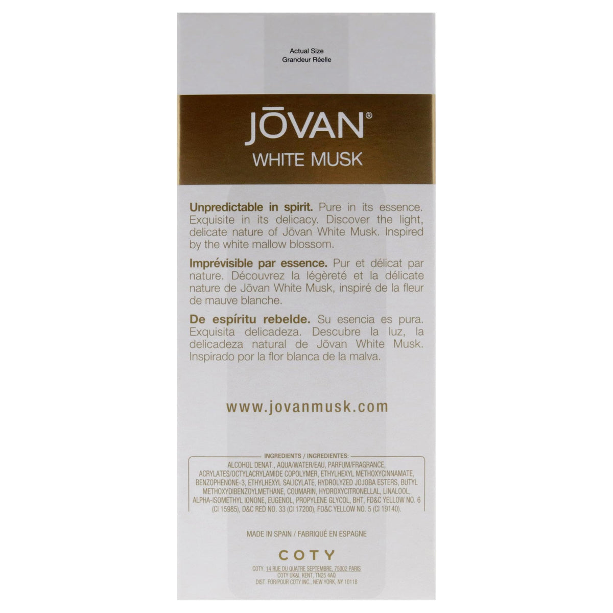 Jovan White Musk By Jovan For Women. Cologne Spray 3.25 Oz.