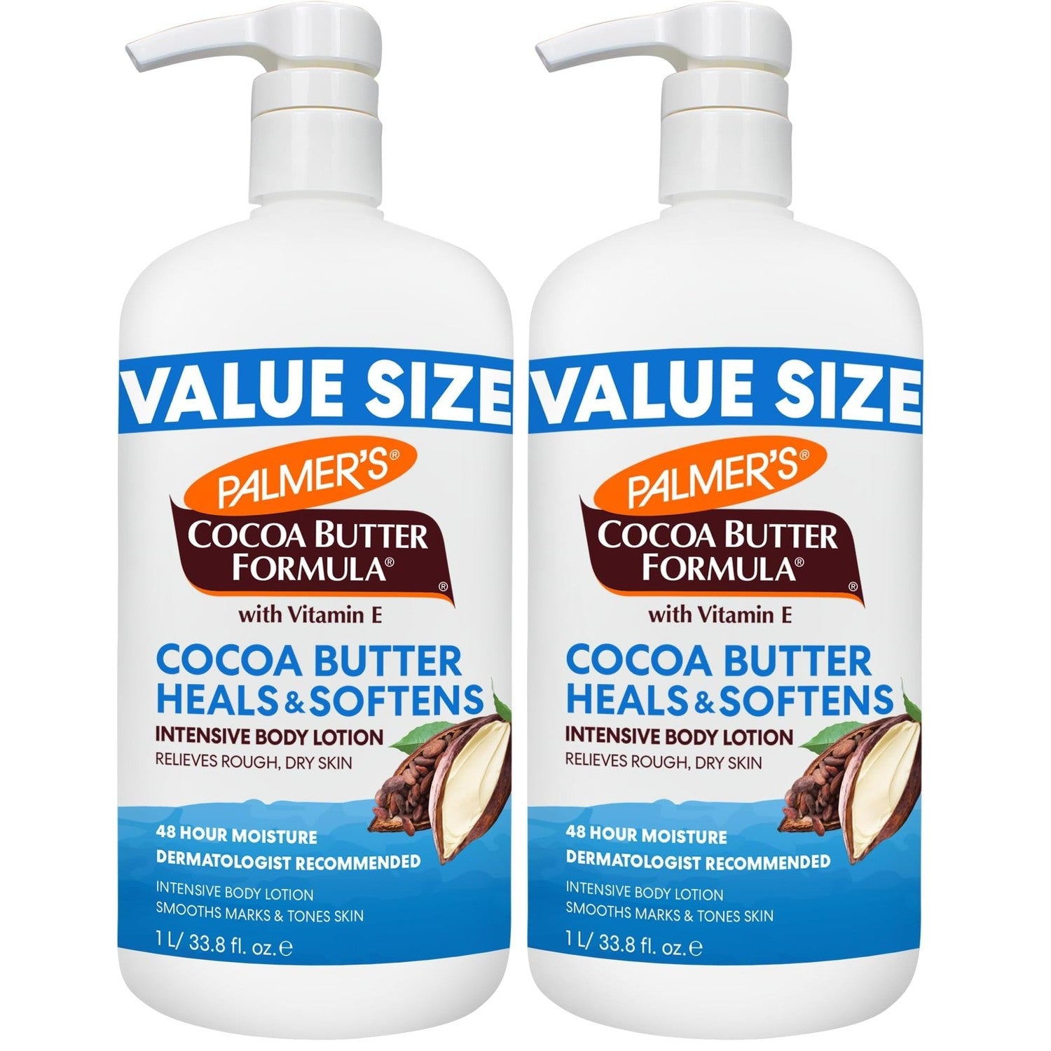 Palmer's Cocoa Butter Body Lotion Formula, Daily Skin Therapy (33.8 Fl Oz) | With Vitamin E to provide 48 hour deep hydration for rough, dry and eczema prone skin. Convenient pump for whole family use.