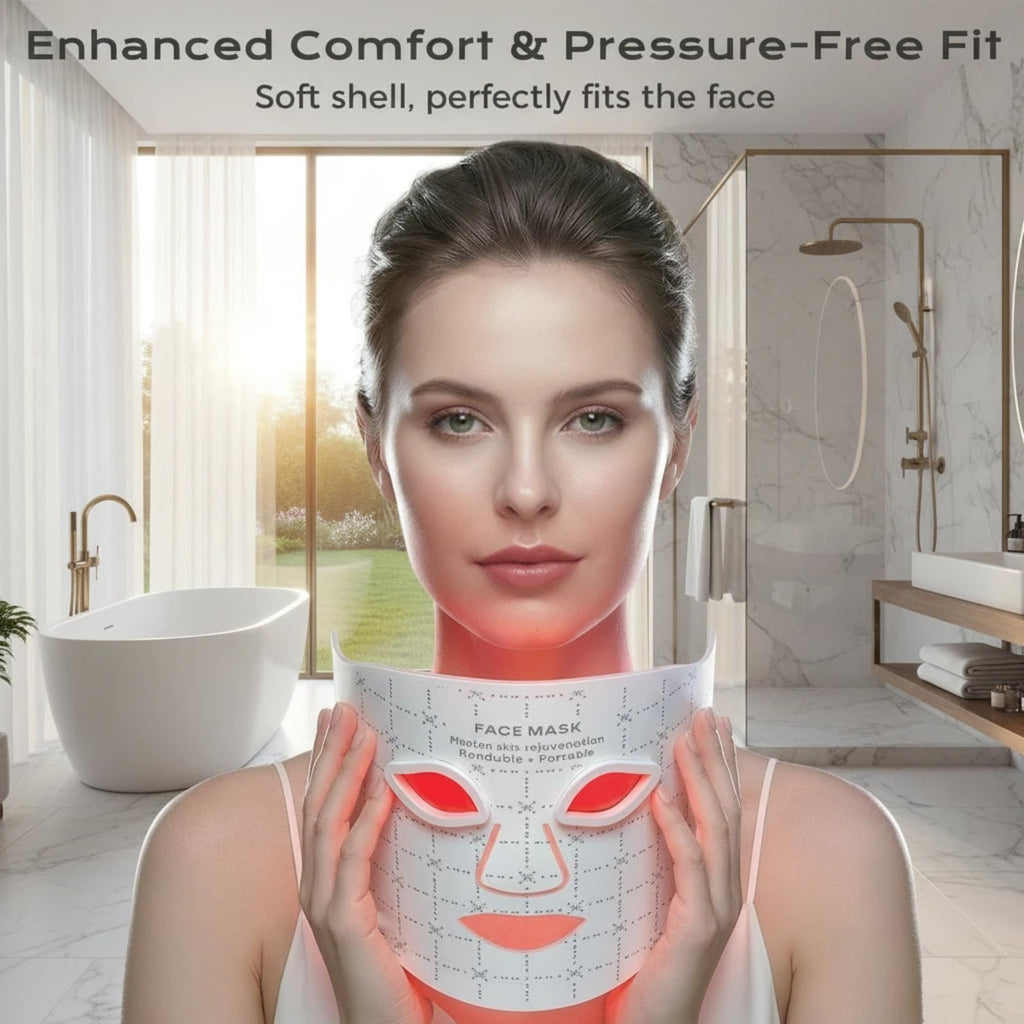 FDA-Cleared LED Light Therapy Mask, 7-Color Red Light Therapy for Face Anti-Aging, Wrinkle Reduction & Acne, Rechargeable Soft Silicone Home Skincare Device