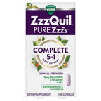 ZzzQuil Pure Zzzs Complete Sleep, Melatonin 10mg, L-Theanine, GABA, with Ashwagandha, and Magnesium, Melatonin Sleep Aid, 100 Count