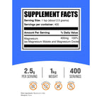 BulkSupplements.com Magnesium Malate Powder - Magnesium Supplements, High Bioavailabilty - Unflavored & Gluten Free, 2.5g per Serving, 1kg (2.2 lbs) (Pack of 1)