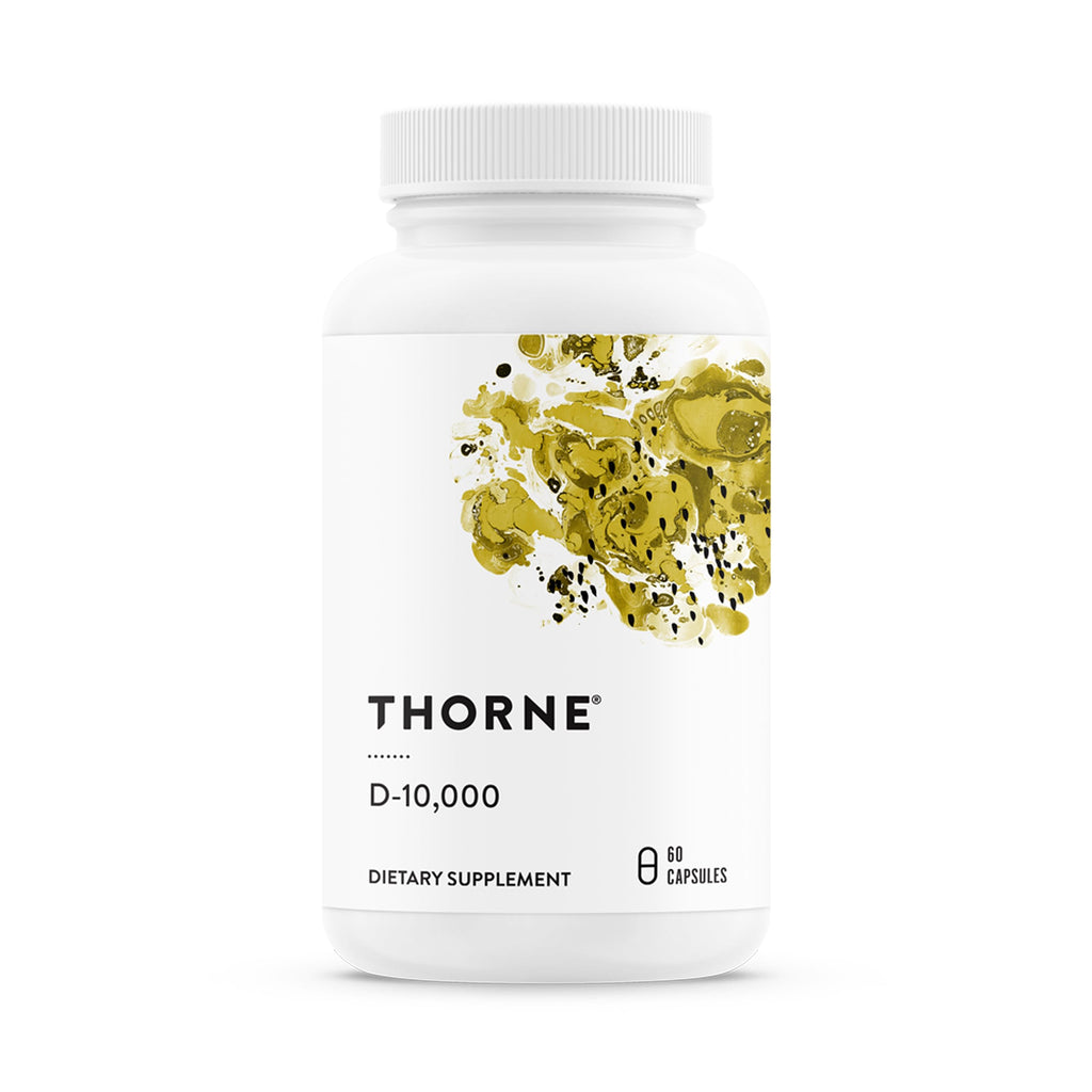 THORNE Vitamin D-10,000, Vitamin D3 Supplement, 10,000 IU, 60 Capsules | Supports Healthy Bones, Teeth & Muscles, Plus Cardiovascular & Immune Function*, Gluten & Dairy-Free, NSF Contents Certified