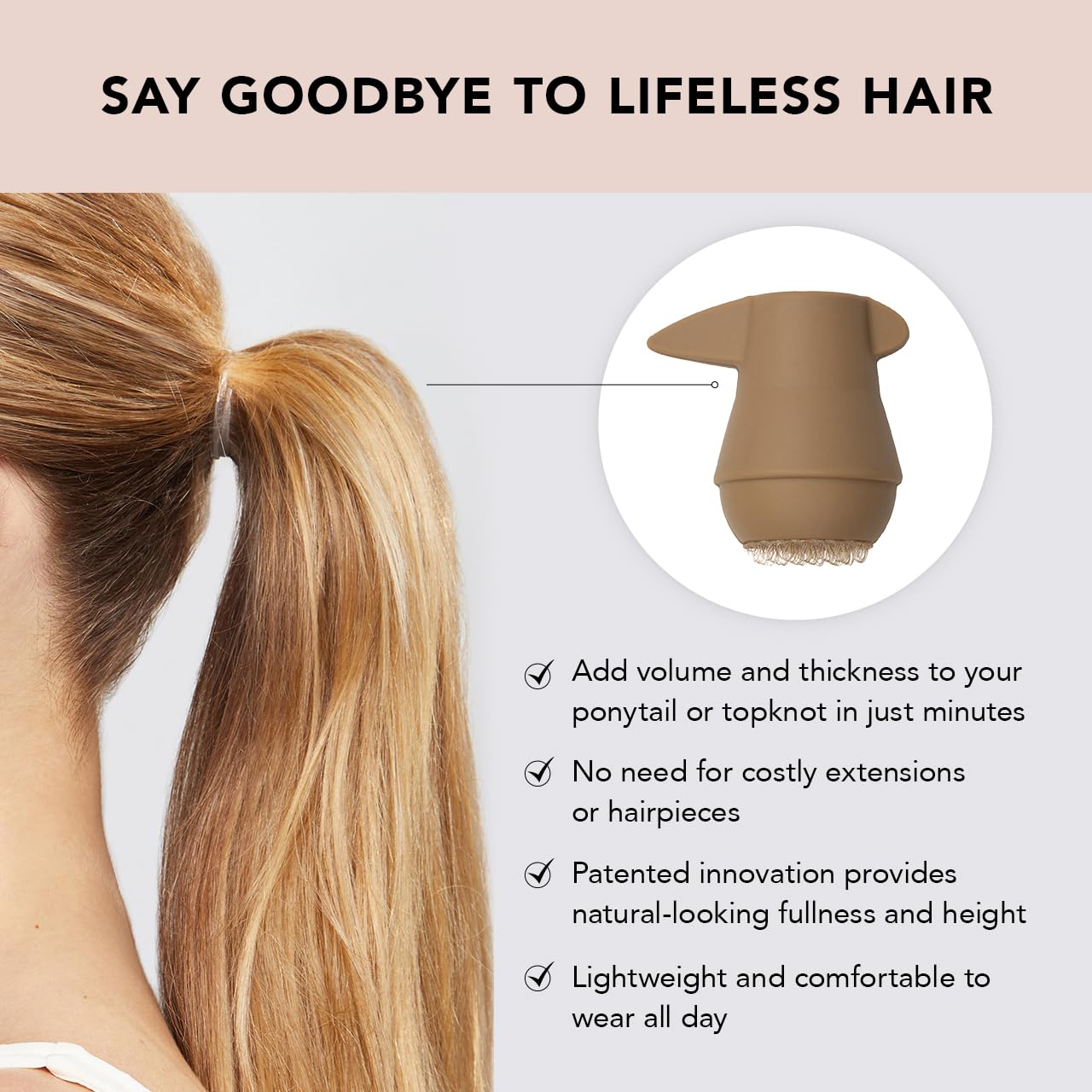 Buy now Kitsch PONYFULL Hair Volumizer Tool - Adds Lift and Style To Your Ponytail | Hair Bun Maker for Women | Ponytail Volumizer, Includes 3 No Snag Elastic Ties | Ideal Gifts for Women - (Blonde) at indiglob india