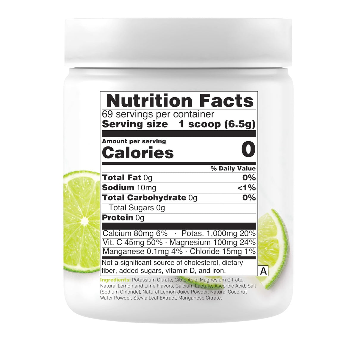 Electrolytes Powder, 1lb (69 Servings) – No Sugar, Lemon Lime – Hydration Supplement Drink Mix – High Potassium 1,000mg Per Serving, Manganese & Magnesium – Natural Hydration & Energy – Keto Friendly