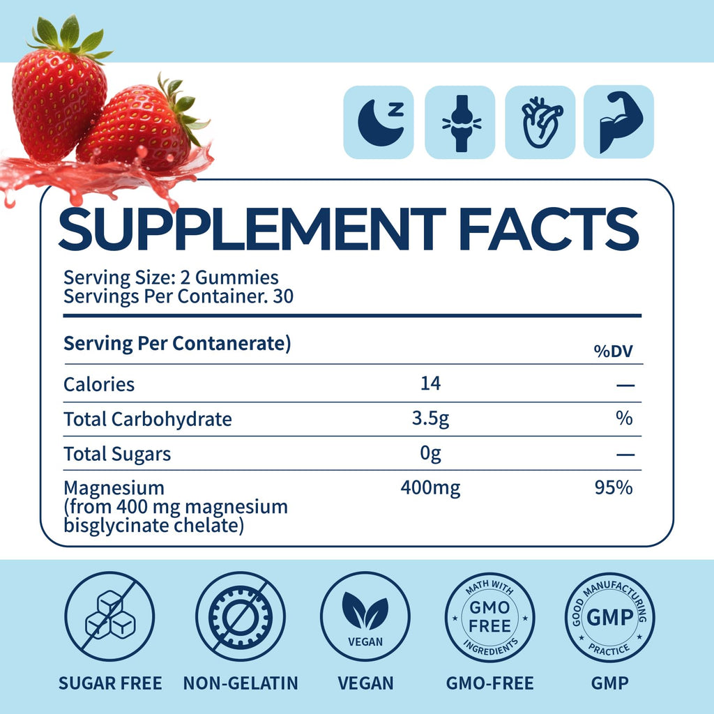 400mg Magnesium Bisglycinate Gummies,Support Sleep&Nervous,Overall Health