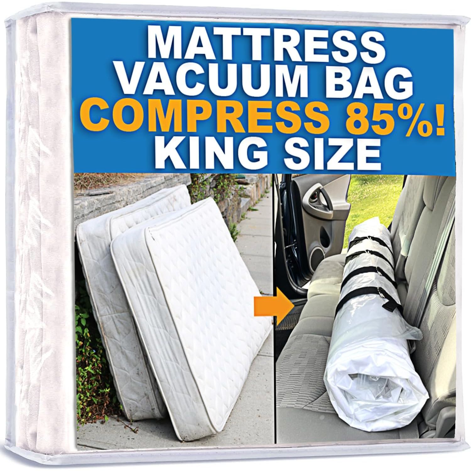 Buy now Mattress Vacuum Bag for Moving, Vacuum Seal Mattress Bag for Memory Foam or Inner Spring Mattresses, Compression and Storage for Returns, Leakproof Valve and Double Zip Seal (Queen/Full/Full-XL) King Clear at indiglob india