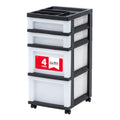 IRIS USA 4-Drawer Rolling Storage Cart with Organizer Top, Black/Pearl