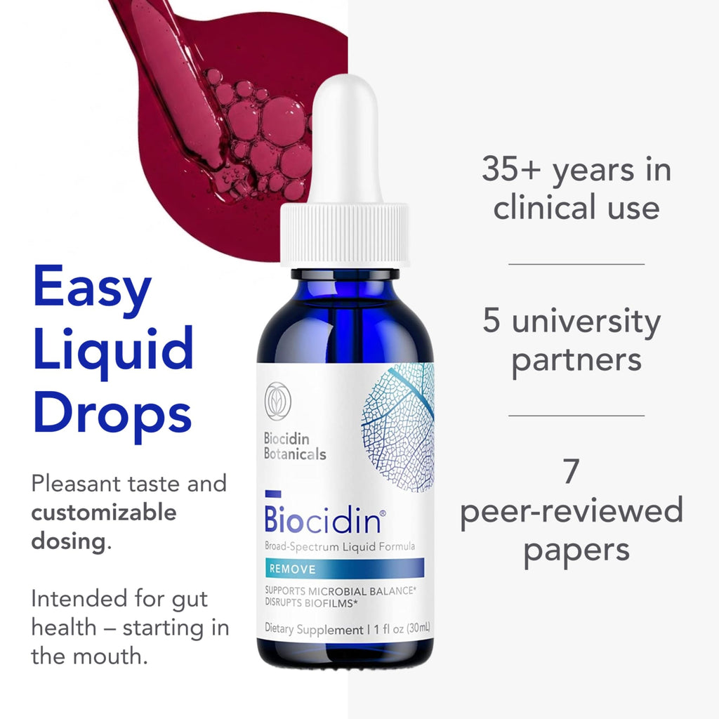 Biocidin Broad-Spectrum Liquid Formula Drops for Microbiome Balance, 1 Oz