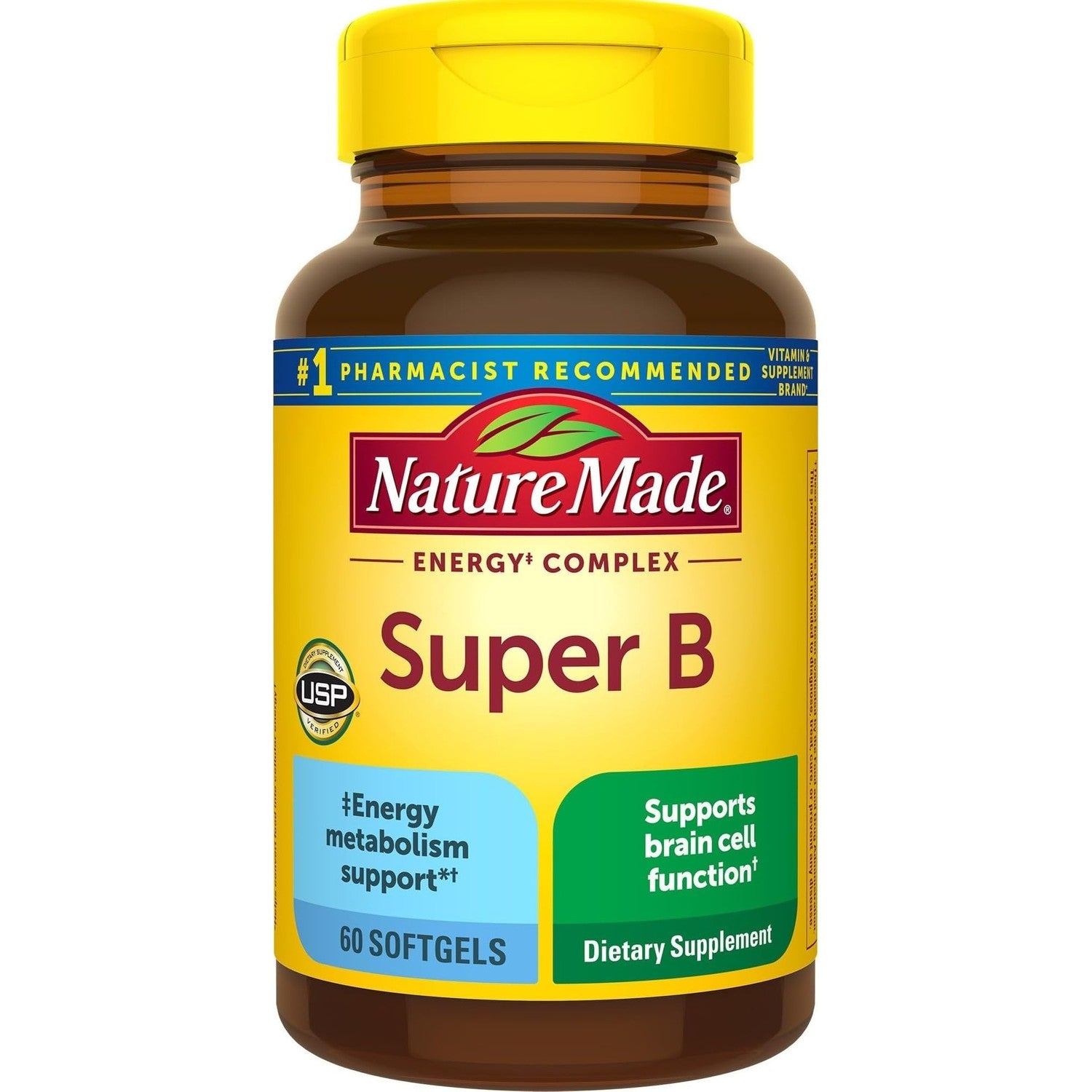 Super B Energy Complex, Dietary Supplement for Brain Cell Function Support, 60 Softgelss,…