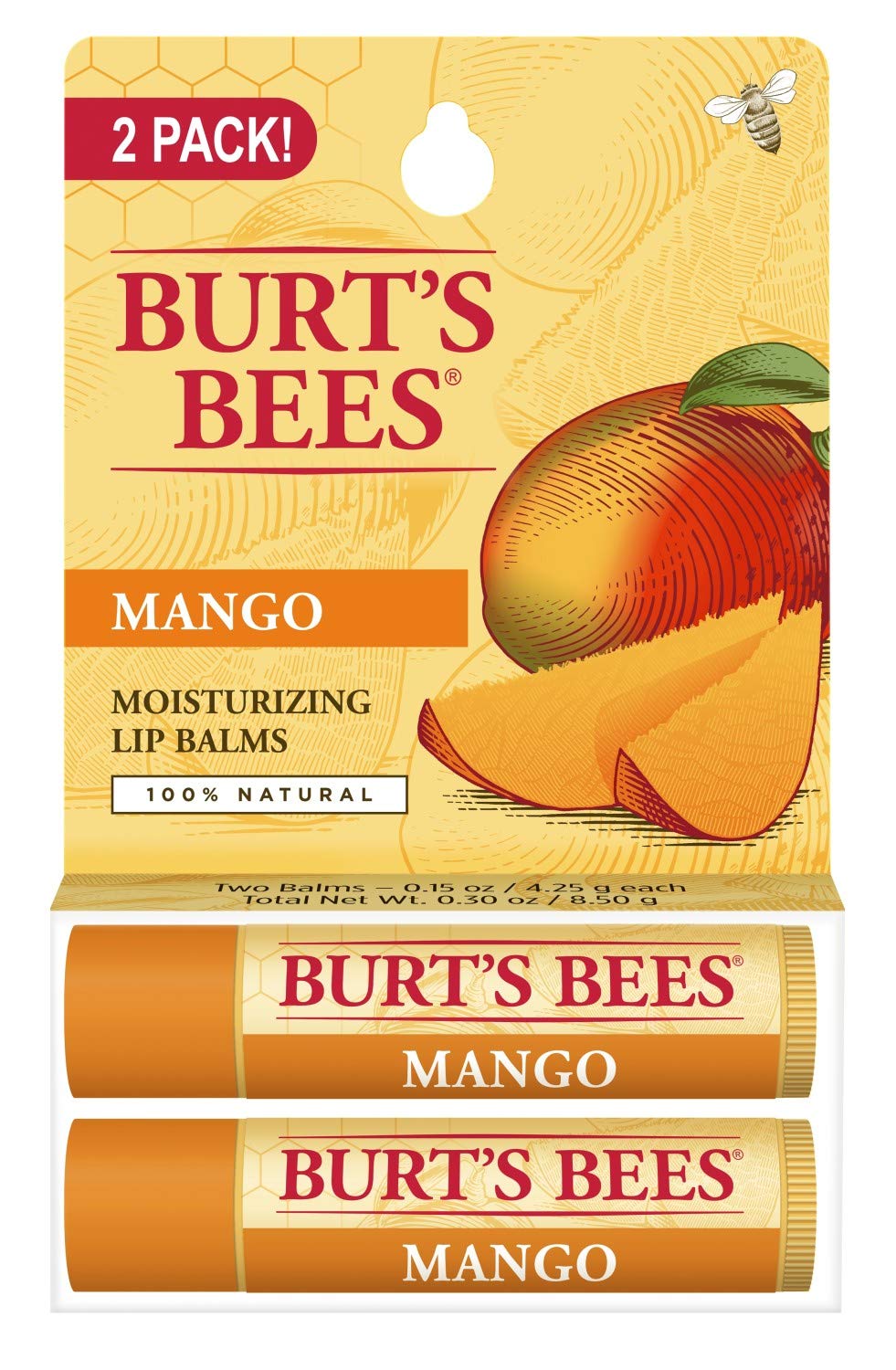 Buy now Burt's Bees Lip Balm - Mango, Lip Moisturizer With Responsibly Sourced Beeswax, Tint-Free, Natural Origin Conditioning Treatment, 2 Tubes, 0.15 oz. (Pack of 2) at indiglob india