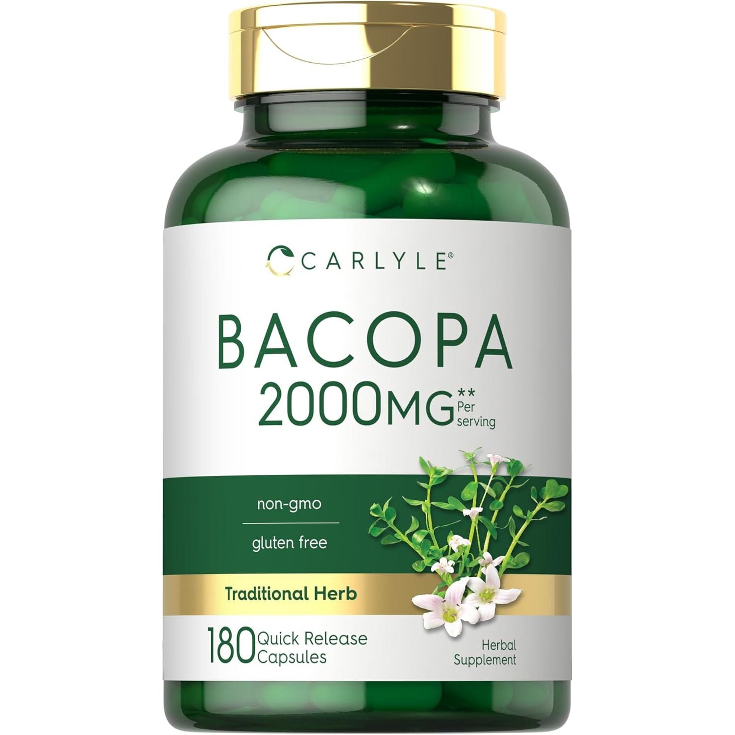 Buy now Carlyle Bacopa Monnieri Capsules | 180 Capsules | Gluten Free Supplement at indiglob india