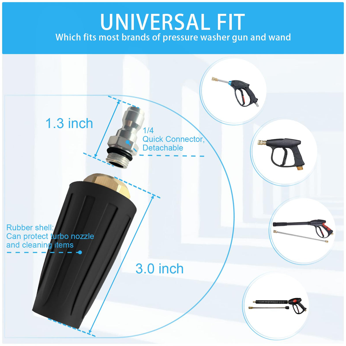 Turbo Nozzle Pressure Washer Tips, Max 4000 PSI, Upgrade 360° Rotating Turbo Spray Tips with 1/4" Quick Connector for Cleaning Car, Garden, Concrete Brick, 4.0 GPM 4.0 Orifice
