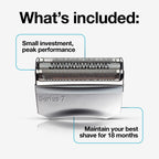 Braun Series 7 70S Electric Shaver Head Replacement Cassette – Silver | Foil and cutter set, fits select electric models, designed for a closer shave