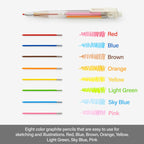 Pentel Art Multi 8 Set (XPH804ST), Mechanical Pencil with 8 Color Leads (2.0mm), Includes Sharpener and 12 Refill Leads with Cases, For Sketching, Drafting, Illustrations, and Journaling