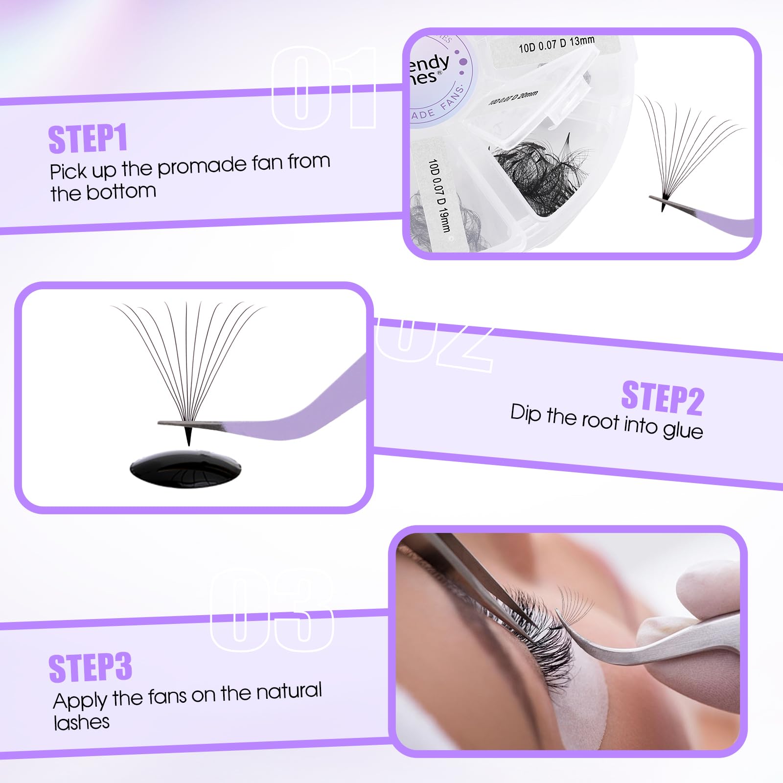WENDY LASHES Tweezers for Eyelash Extensions, Lash Applicator Tool Purple | Precision Tip, Stainless Steel, Anti-slip Grip, Professional Grade