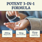 Magnesium Zinc & Vitamin D3, 260mg Complex, High Absorption, 60 Capsules